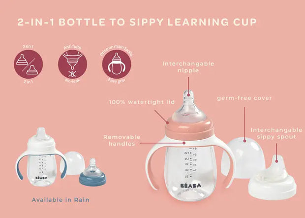 BEABA 2-in-1 Bottle to Sippy Training Cup