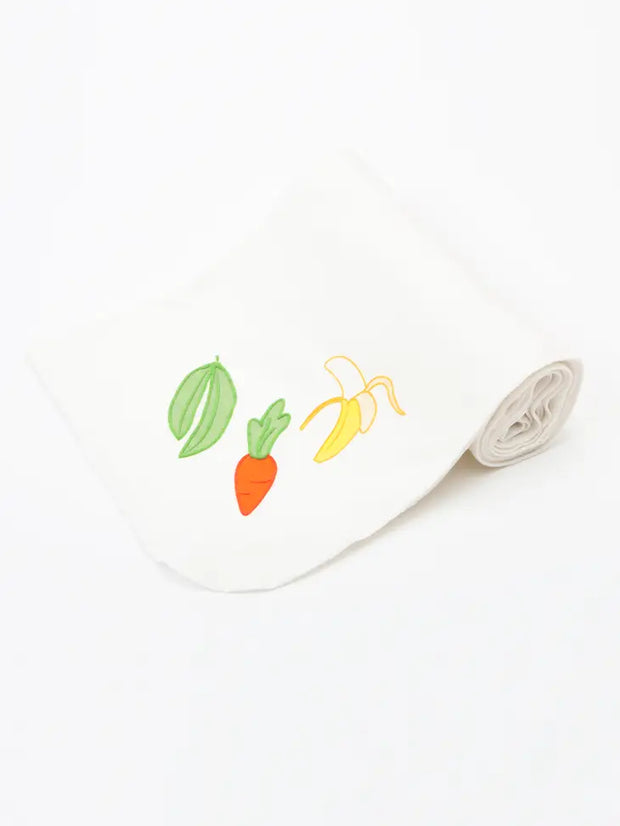 Organic Baby Fruit and Veggie Embroidered Swaddle Blanket