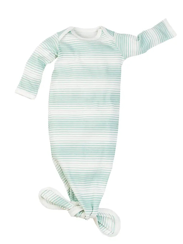 Organic Baby Knotted Gown - Sea Breeze Stripe