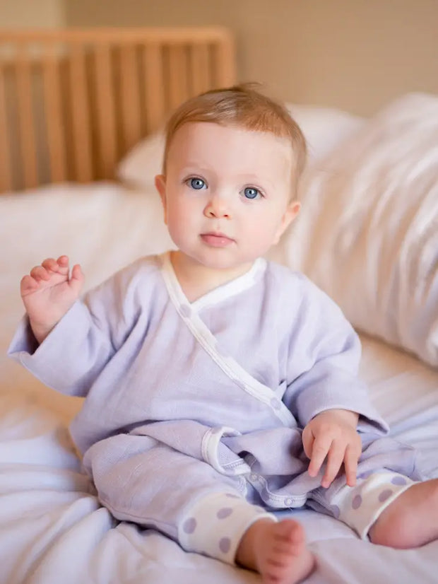 Organic Baby Muslin Side Snap Kimono - Lavender