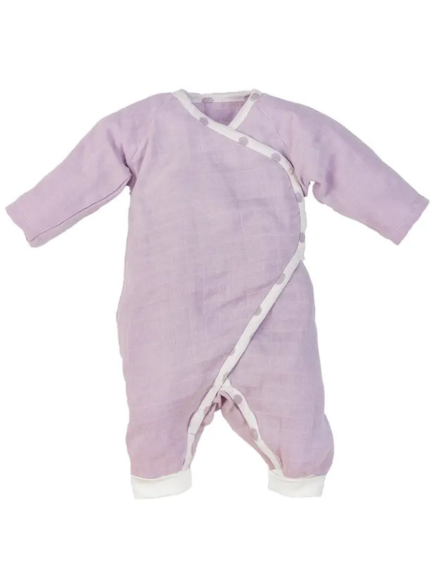 Organic Baby Muslin Side Snap Kimono - Lavender