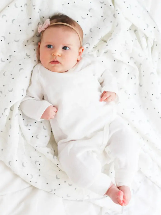 Organic Baby Muslin Side Snap Kimono - Off White