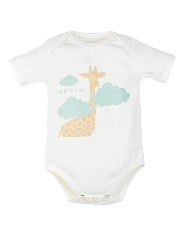 Organic Baby Short Sleeve Bodysuit - Giraffe Print