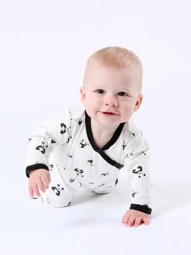 Organic Baby Side Snap Footie - Panda Print