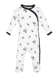 Organic Baby Side Snap Footie - Panda Print