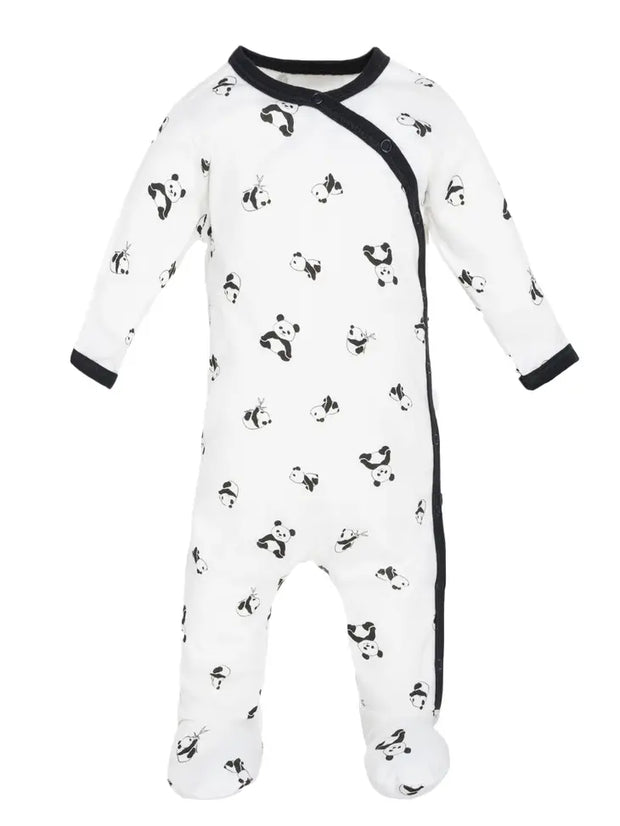 Organic Baby Side Snap Footie - Panda Print