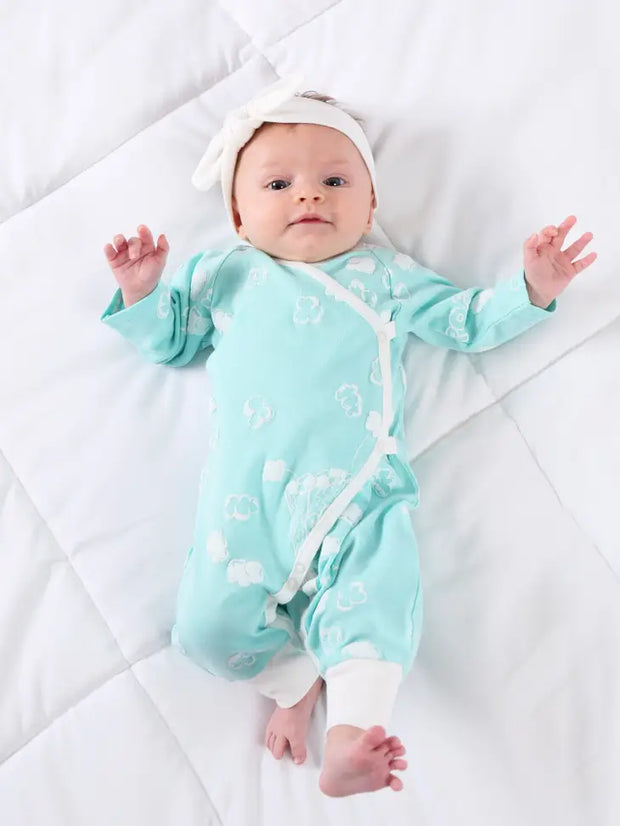 Organic Baby Side Snap Kimono - Popcorn Print