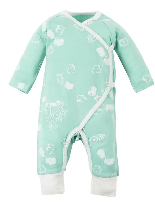 Organic Baby Side Snap Kimono - Popcorn Print