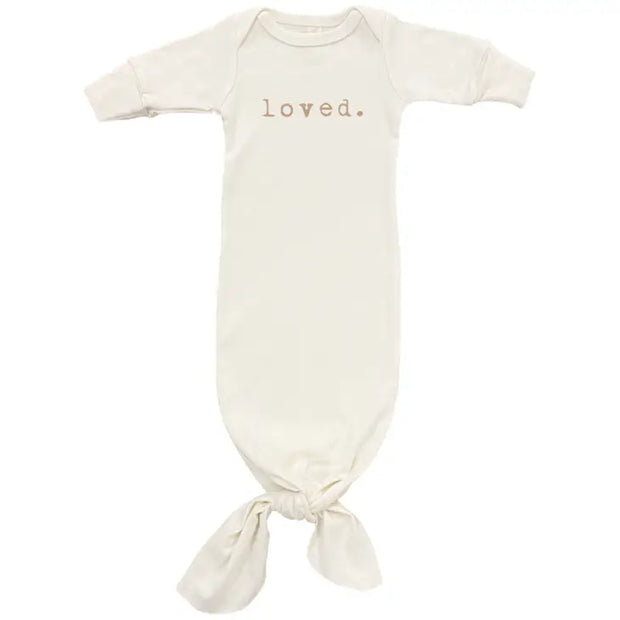 Loved Organic Cotton Fold Over Mittens Newborn Tie Gown Clay