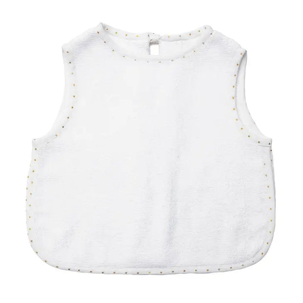 Apron Bib | Gold Dot and White Linen