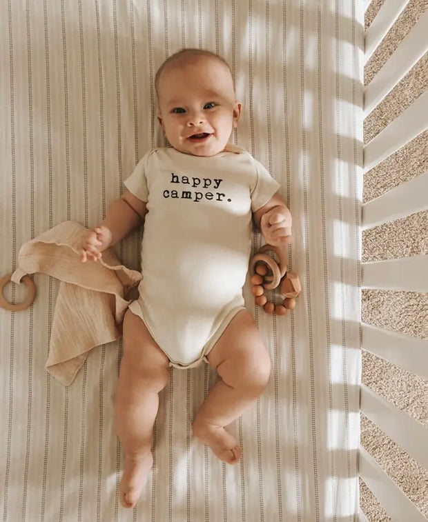 Happy Camper Organic Cotton Baby Bodysuit | Short Sleeve