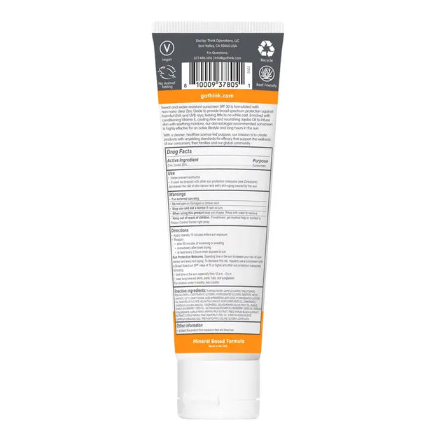 Thinksport Clear Zinc Sunscreen SPF 30, 3 fl oz