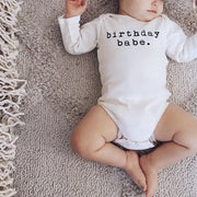 Birthday Babe Organic Cotton Baby Bodysuit | Long Sleeve