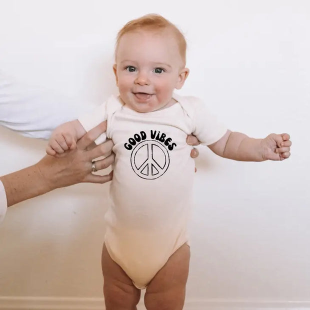 Good Vibes Organic Cotton Baby Bodysuit | Short Sleeve