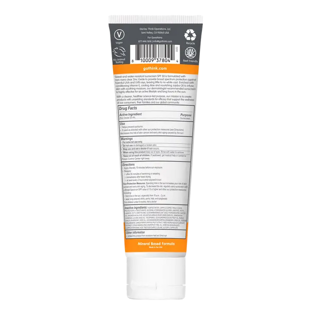 Thinksport Clear Zinc Sunscreen SPF 50, 3 fl oz