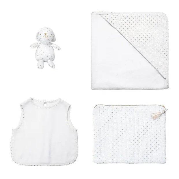 Newborn gift set | gold spot linen