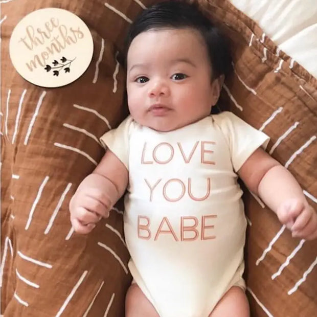 Love You Babe Organic Cotton Baby Bodysuit | Short Sleeve