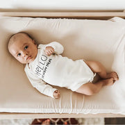 Hello Im New Here Organic Cotton Baby Bodysuit | Long Sleeve