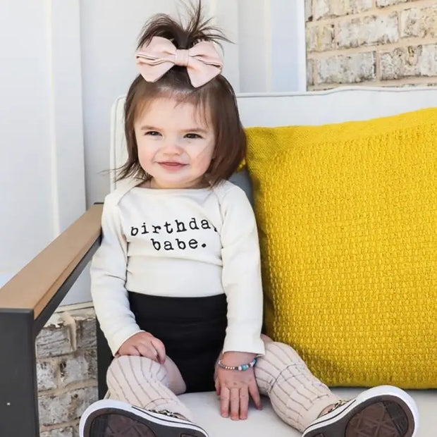 Birthday Babe Organic Cotton Baby Bodysuit | Long Sleeve