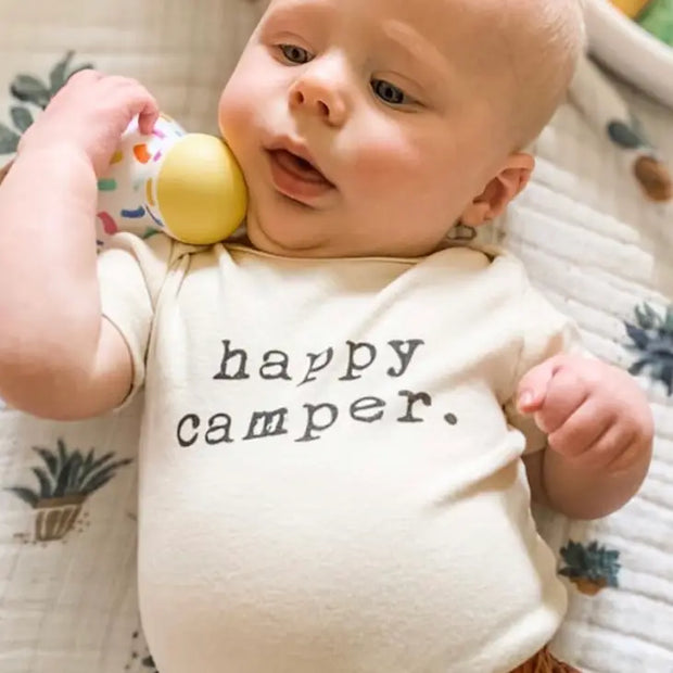 Happy Camper Organic Cotton Baby Bodysuit | Short Sleeve