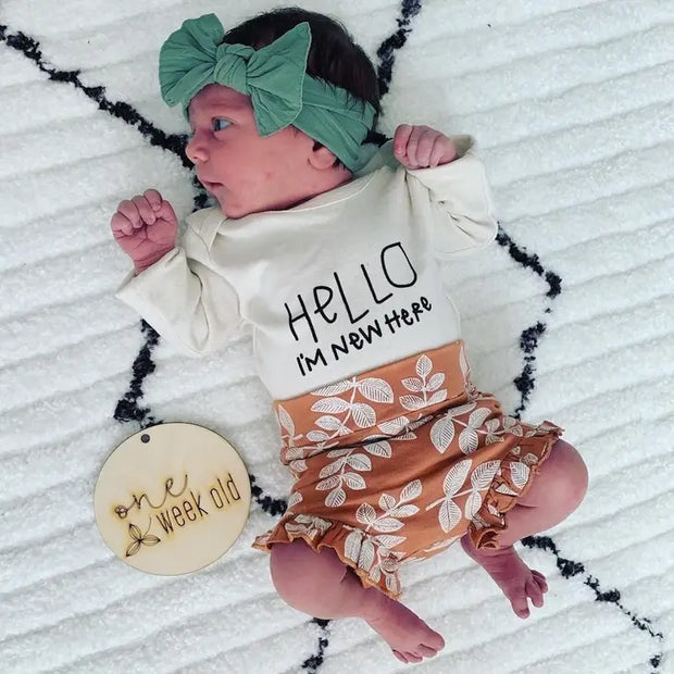 Hello Im New Here Organic Cotton Baby Bodysuit | Long Sleeve