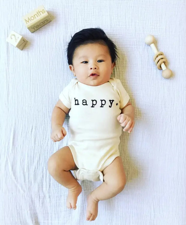 Happy Organic Cotton Baby Bodysuit | Short Sleeve