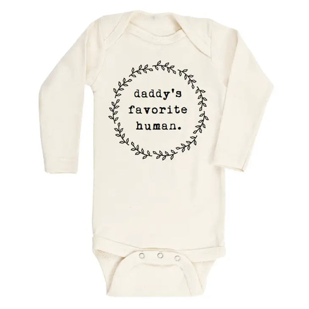 Daddys Favorite Human Organic Cotton Bodysuit | Long Sleeve